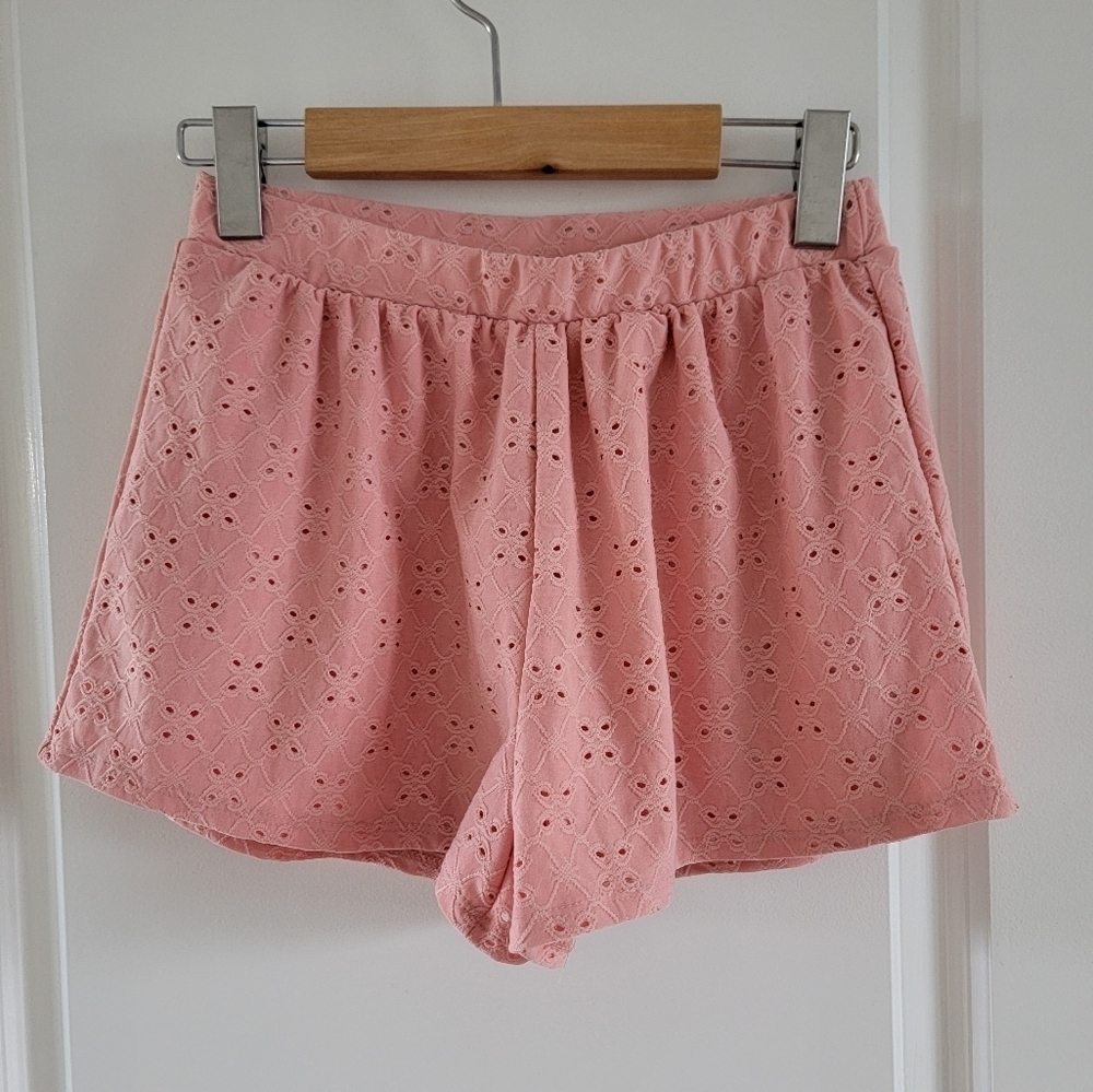 Pink eyelet lace  shorts